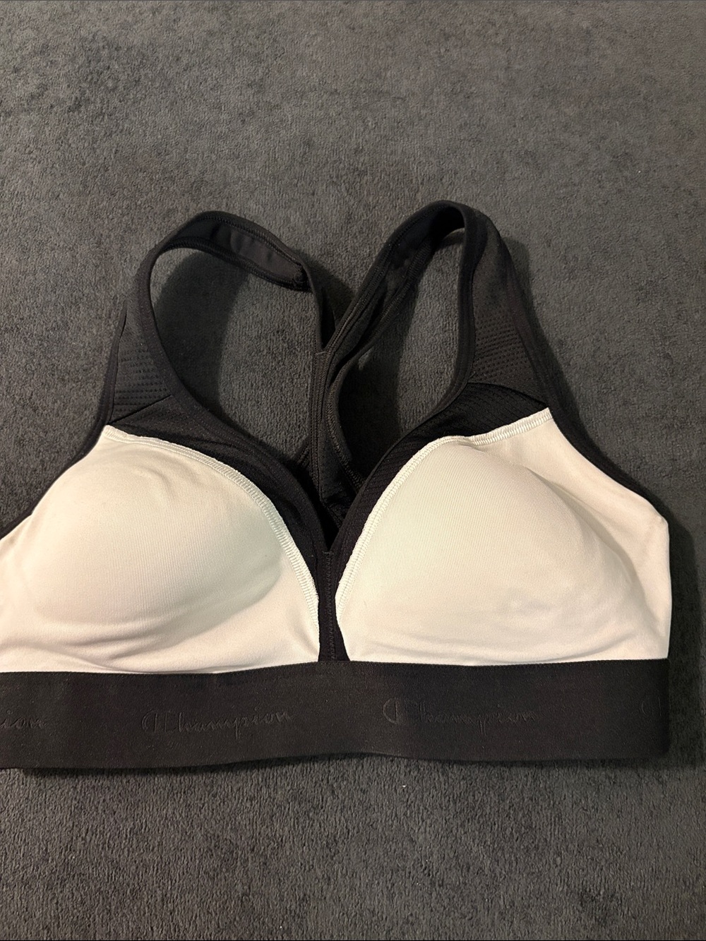 Champion Black & White Padded Racerback Sports Bra